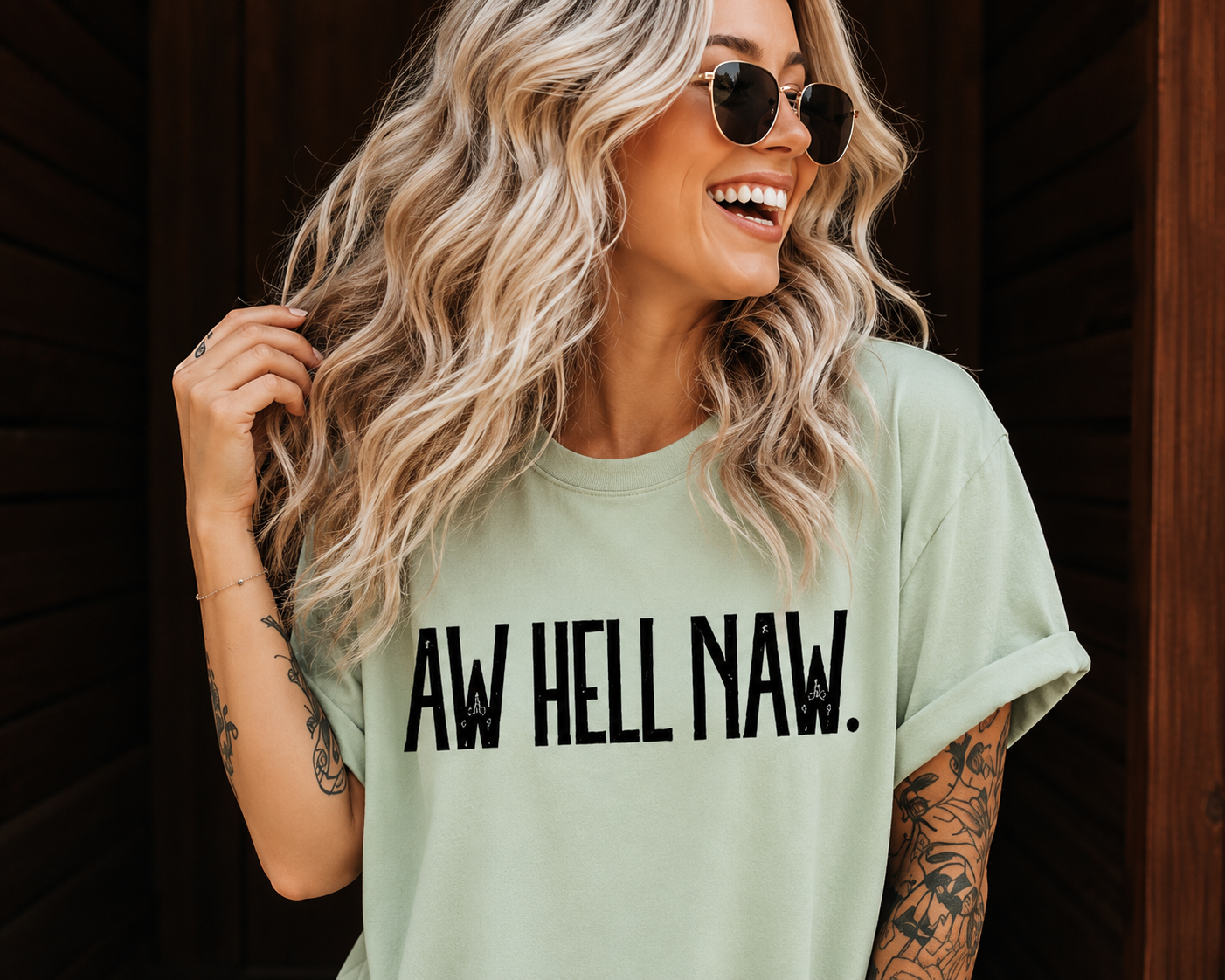 Single Color Screen Print - Aw Hell Naw