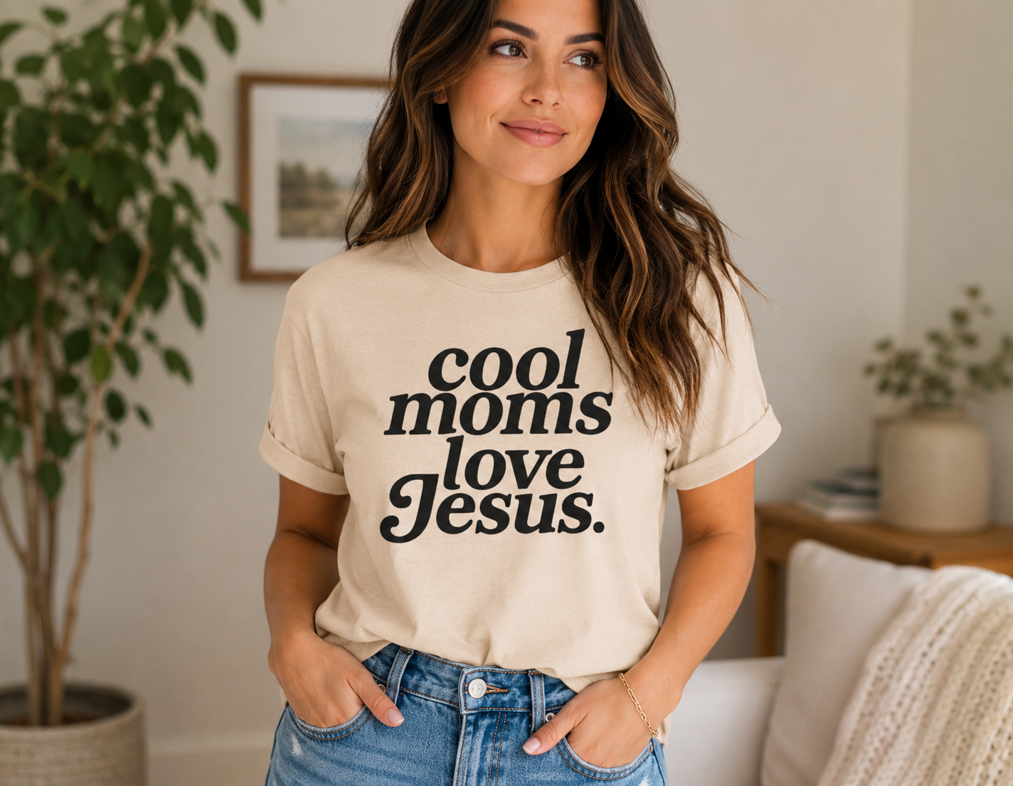 Single Color Screen Print - Cool Moms Love Jesus