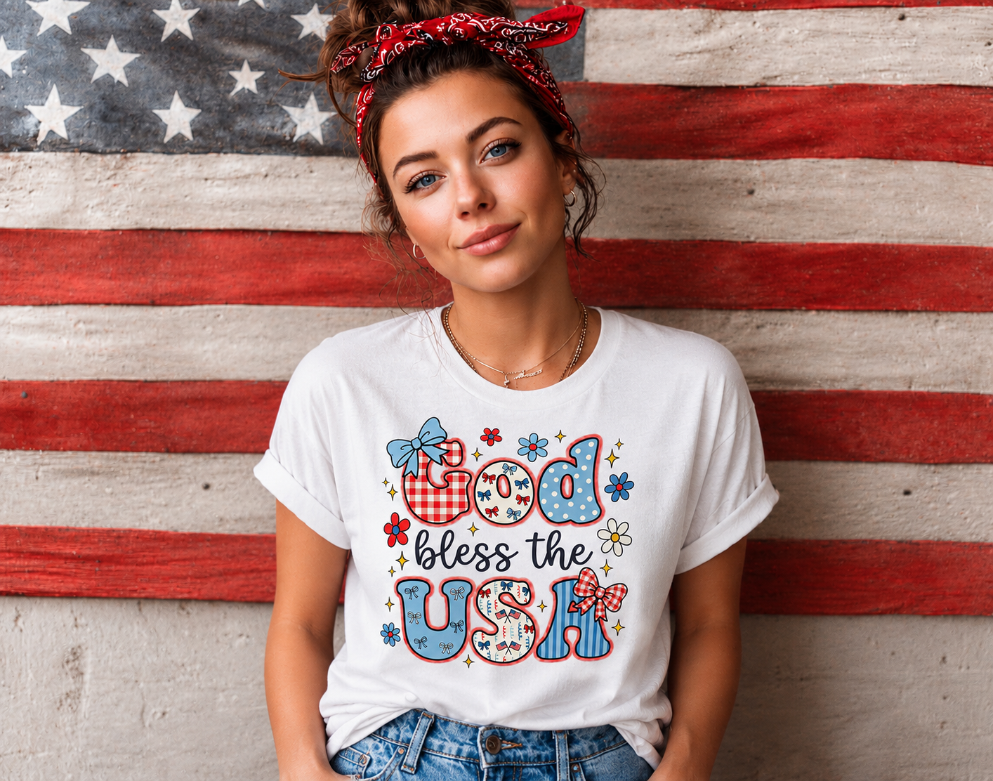 Full Color Screen Print - God Bless The USA