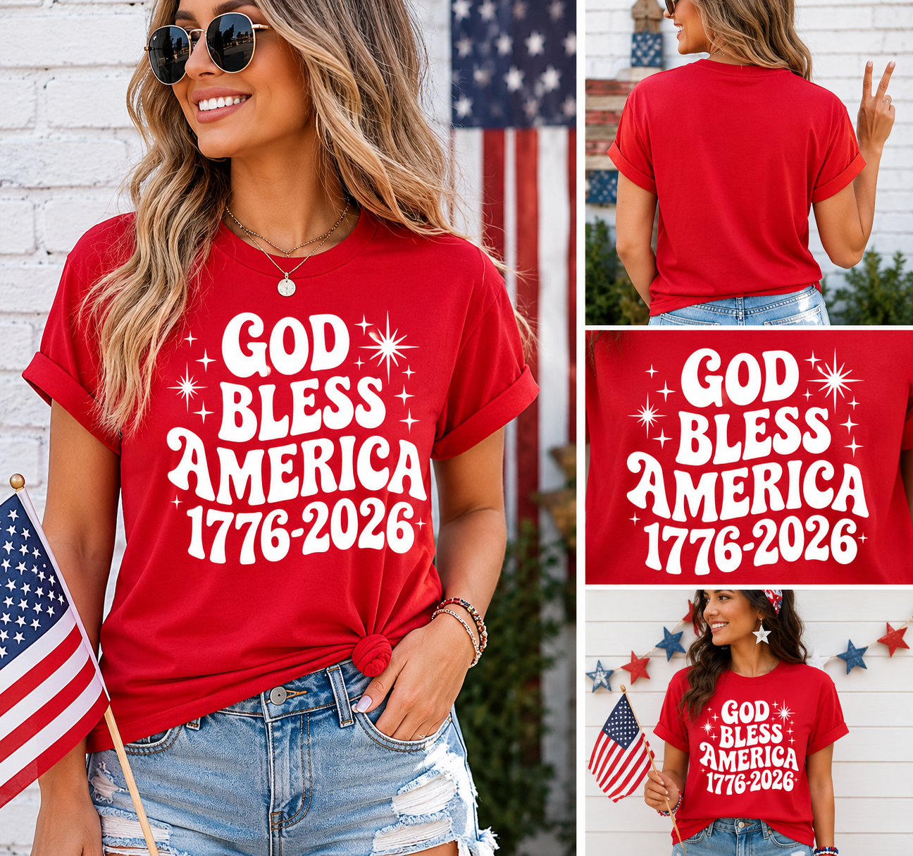 Single Color Screen Print - God Bless America 1776–2026