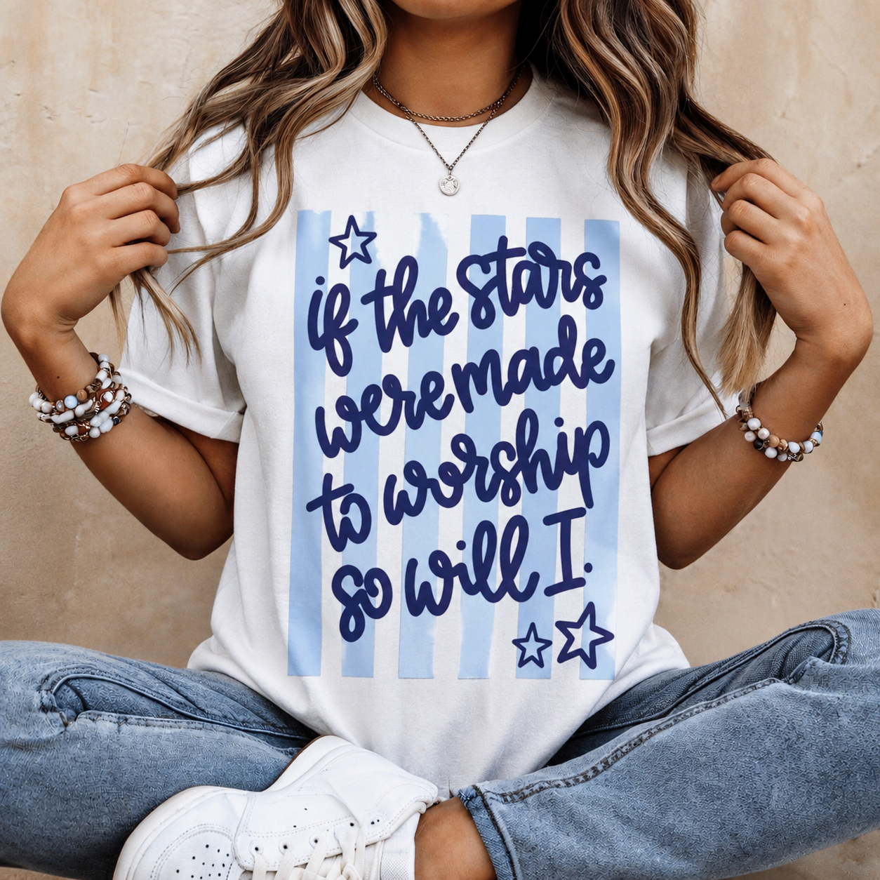 Full Color Screen Print  -  If The Stars Were Made To Worship, So Will I