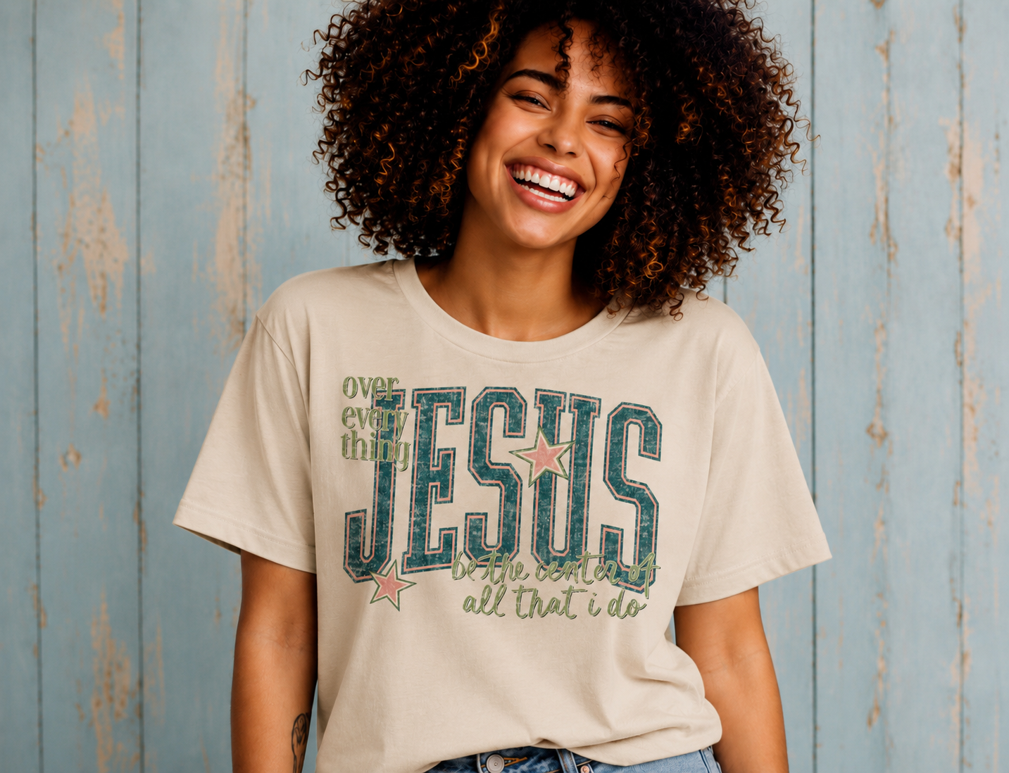 Full Color Screen Print - Jesus Be The Center