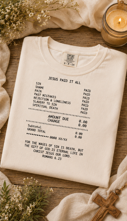 Single Color Screen Print - Jesus Paid it All