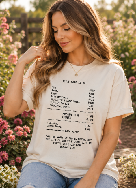 Single Color Screen Print - Jesus Paid it All