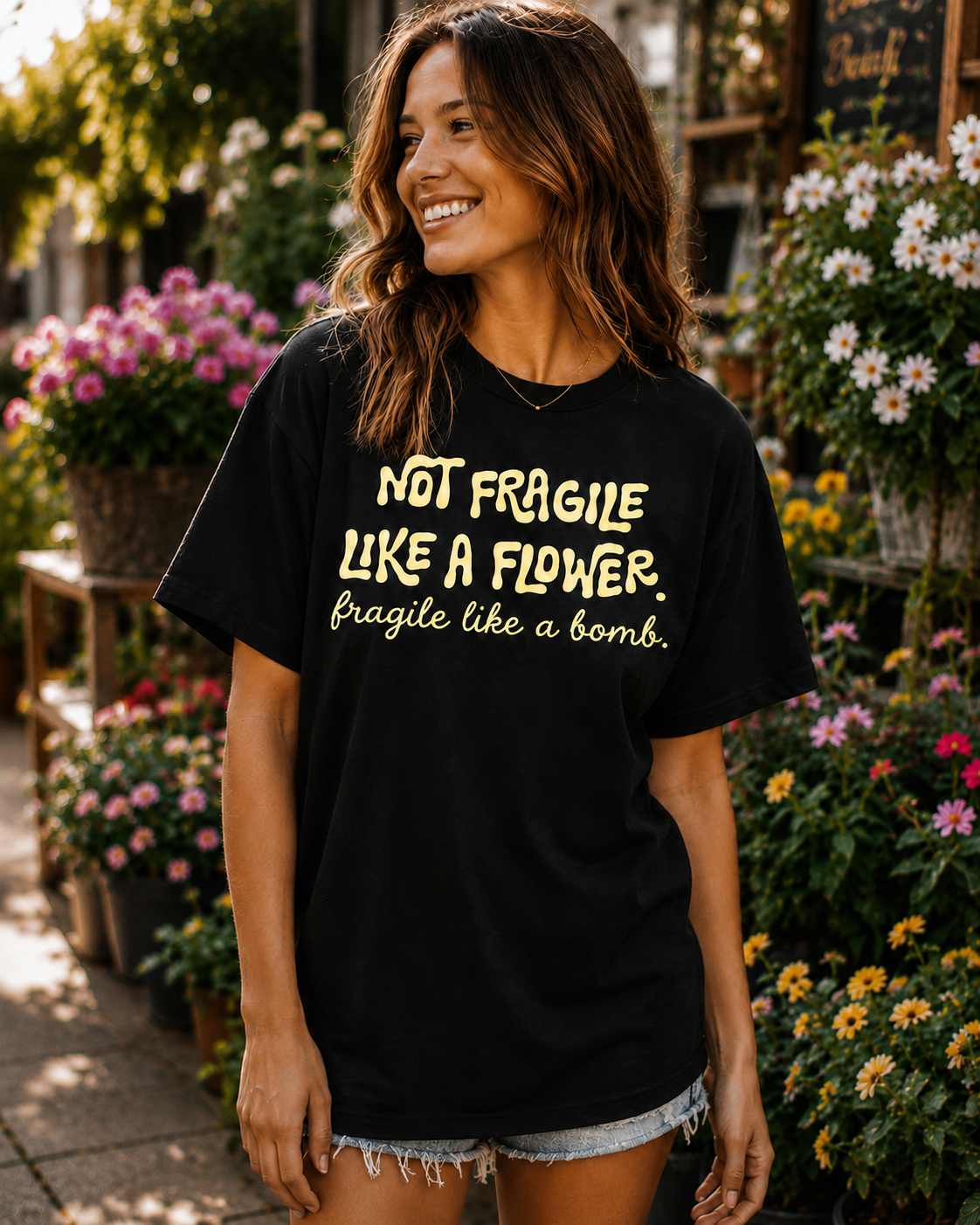 Single Color Screen Print - Not Fragile Like A Flower, Fragile Like A Bomb
