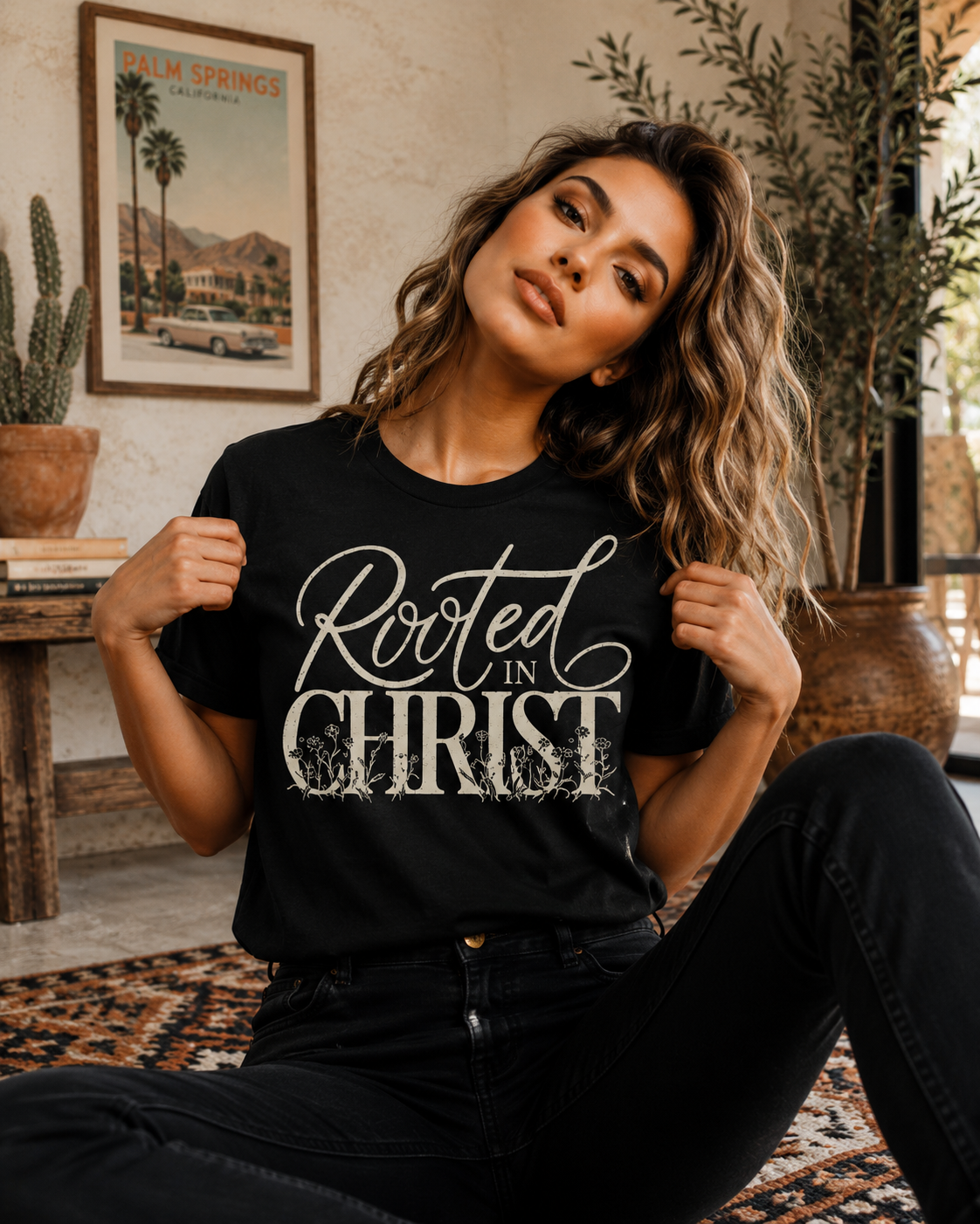 Single Color Screen Print - Rooted In Christ