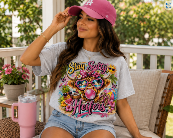 Full Color Screen Print -  Stay Salty Heifers