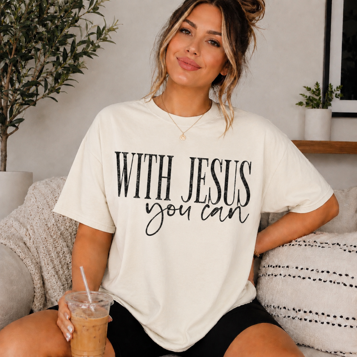Single Color Screen Print -  With Jesus You Can