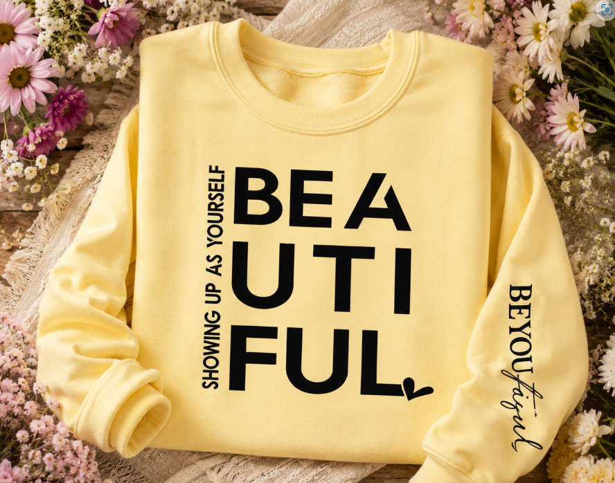 Single Color Screen Print - Showing Up As Yourself Is Beautiful