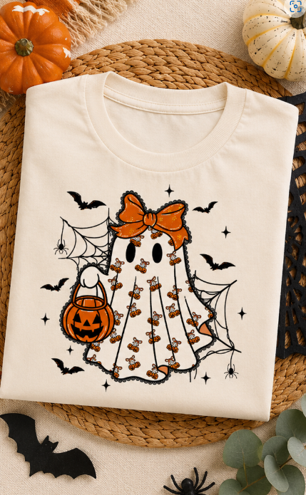 Full Color Screen Print - 🎃👻 Coquette Ghost Screen Print Transfer 👻🎃