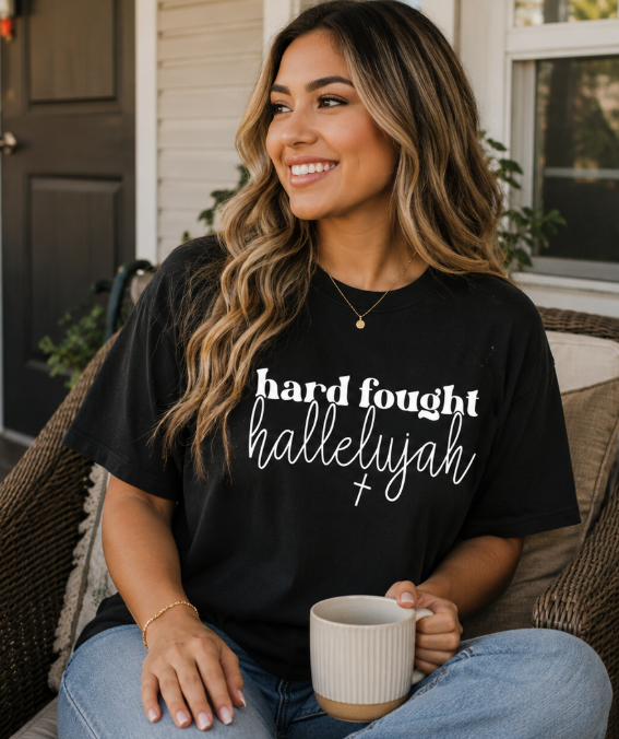 Single Color Screen Print - Hard Fought Hallelujah
