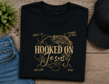 Full Color Screen Print - Hooked on Jesus