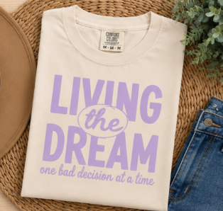 Single Color Screen Print - Living the Dream One Bad Decision at a Time