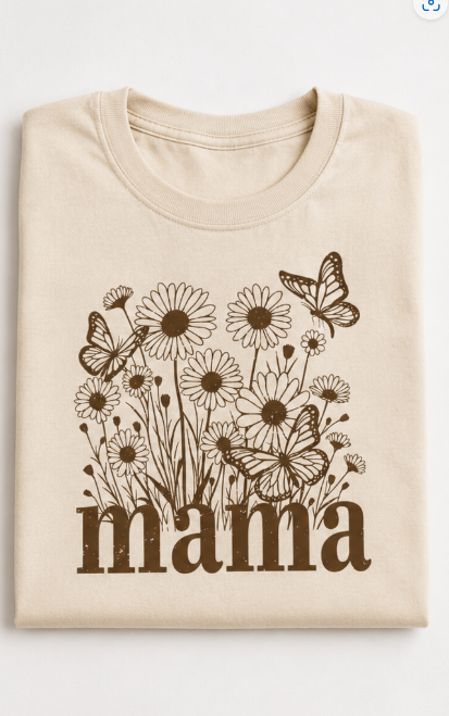 Single Color Screen Print - Mama Floral