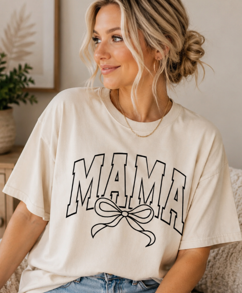 Single Color Screen Print - Mama Bow