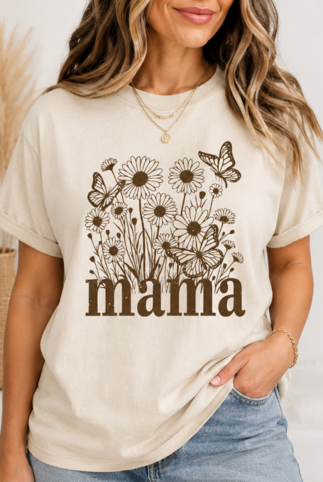 Single Color Screen Print - Mama Floral