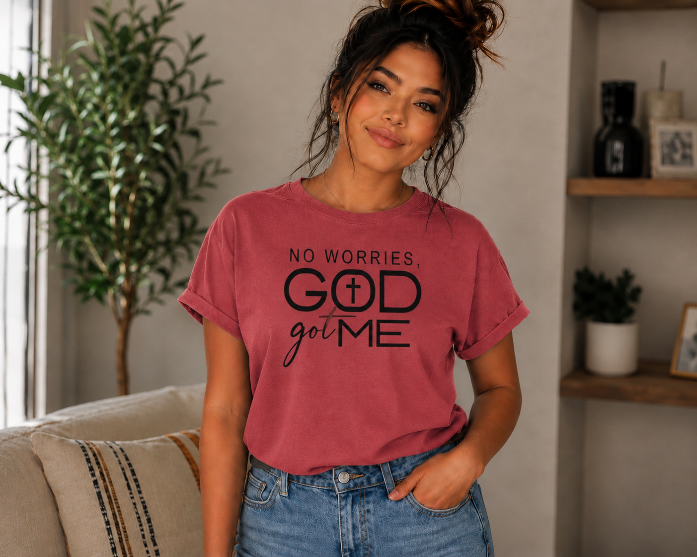 Single Color Screen Print - NO WORRIES, GOD GOT ME