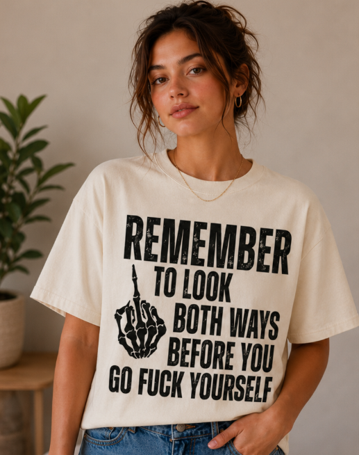 Single Color Screen Print - Remember to Look Both Ways Before you Go