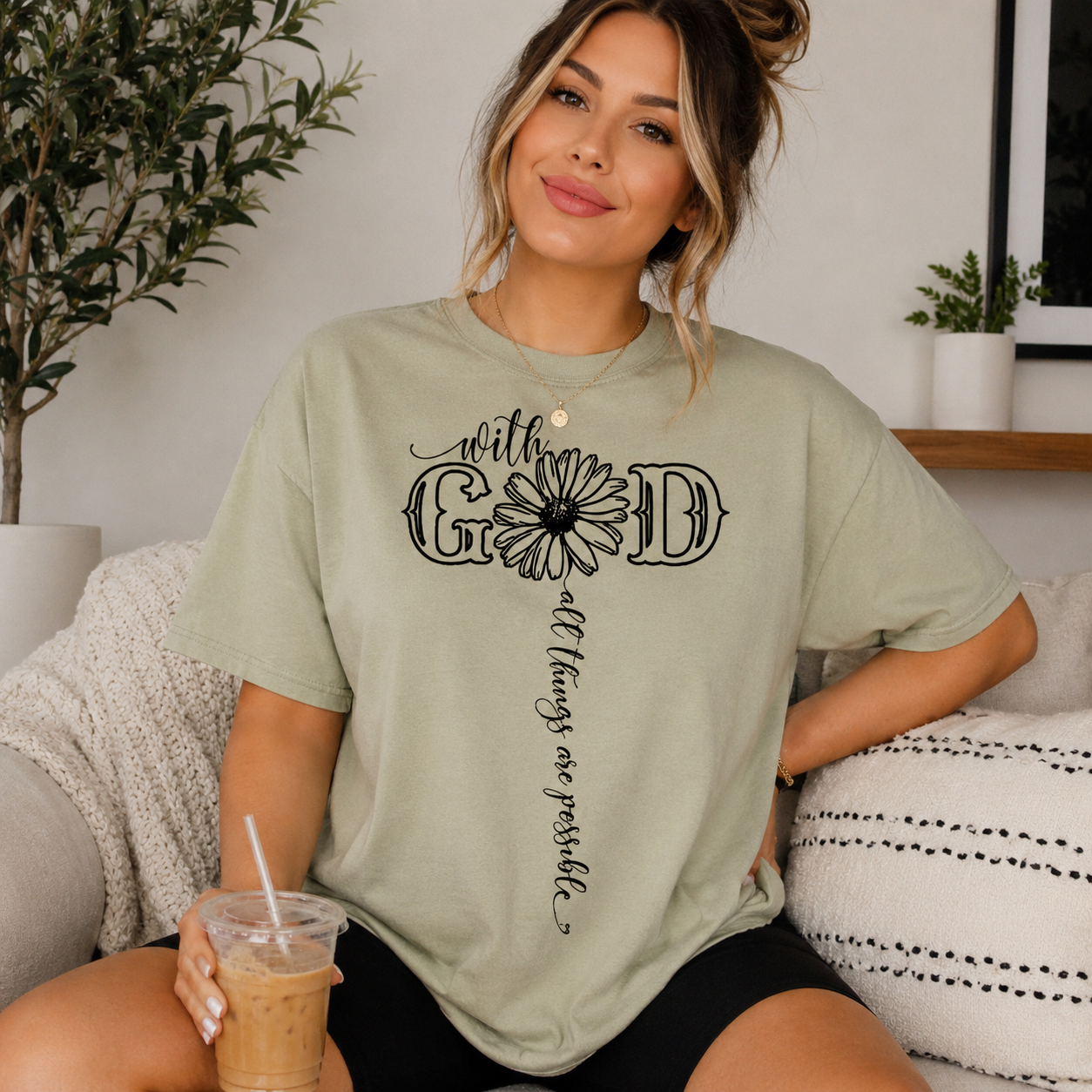 Single Color Screen Print - With God All Things Are Possible