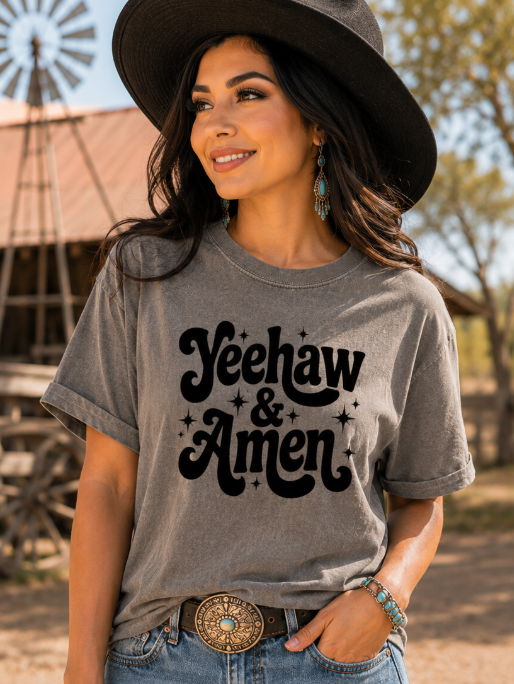 Single Color Screen Print- Yeehaw & Amen